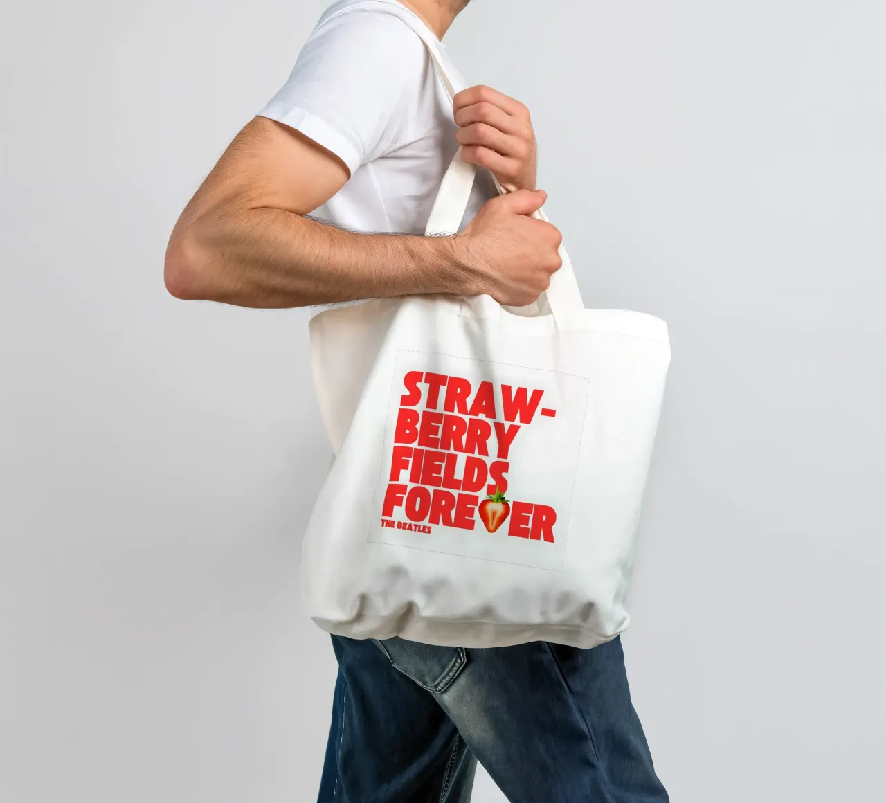Strawberry Fields Forever borsa in juta da Type & Tape