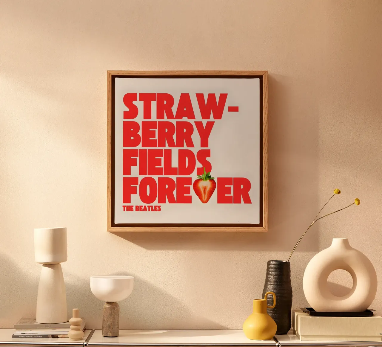 Strawberry Fields Forever tela con Cornice a cassetta da Type & Tape