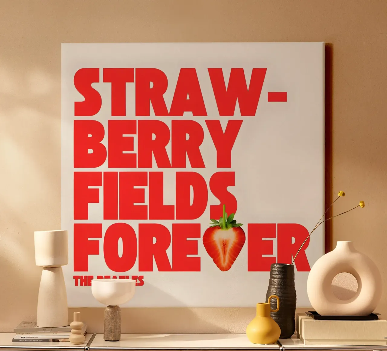 Strawberry Fields Forever tela con Cornice a cassetta da Type & Tape