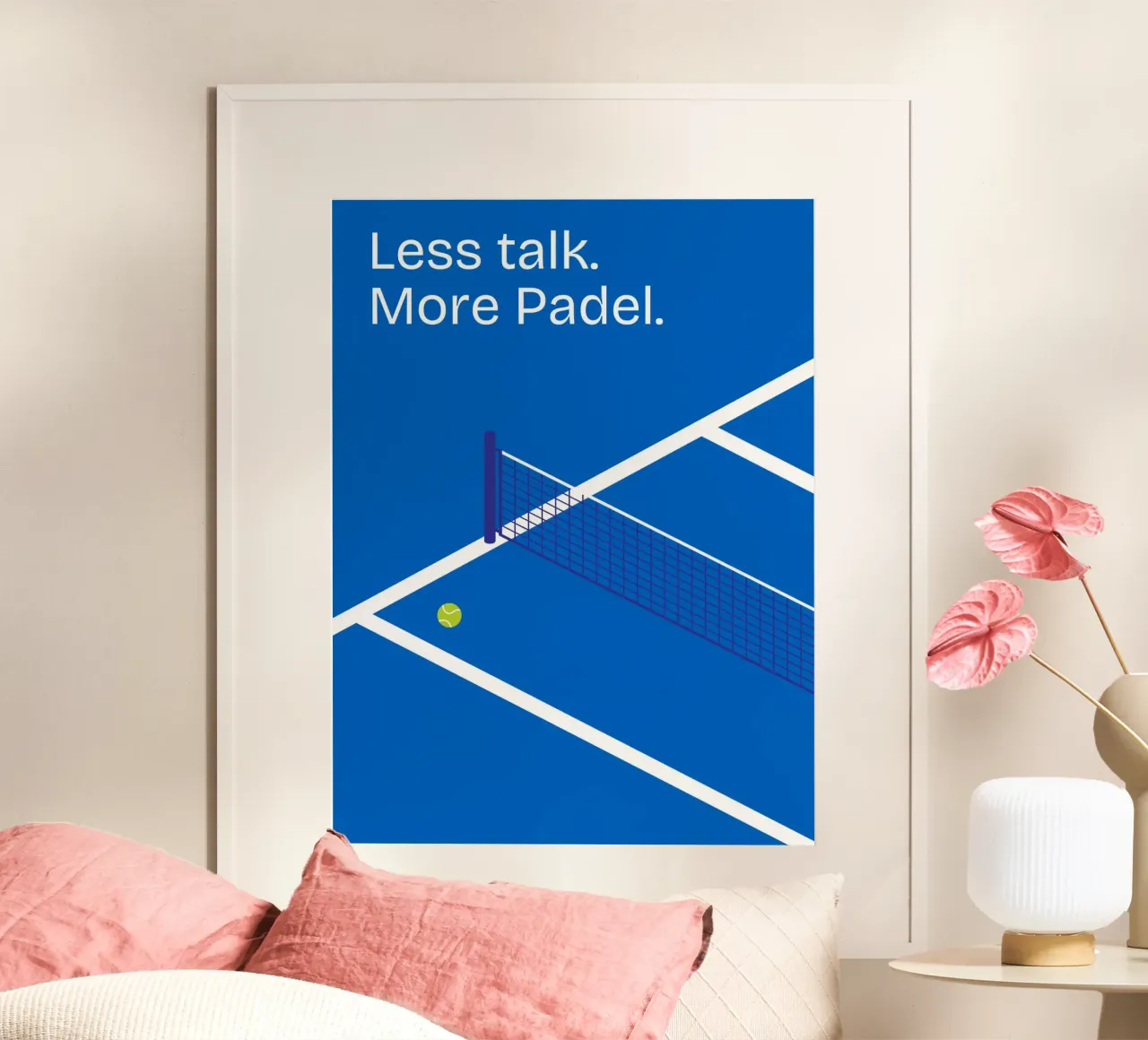 Less talk. More Padel. poster con telaio in plastica da Diesdas Ananas Design