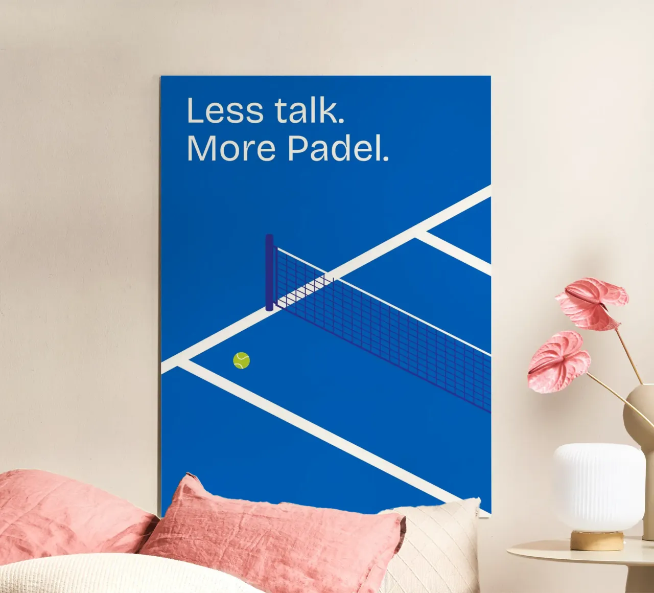 Less talk. More Padel. poster con telaio in plastica da Diesdas Ananas Design