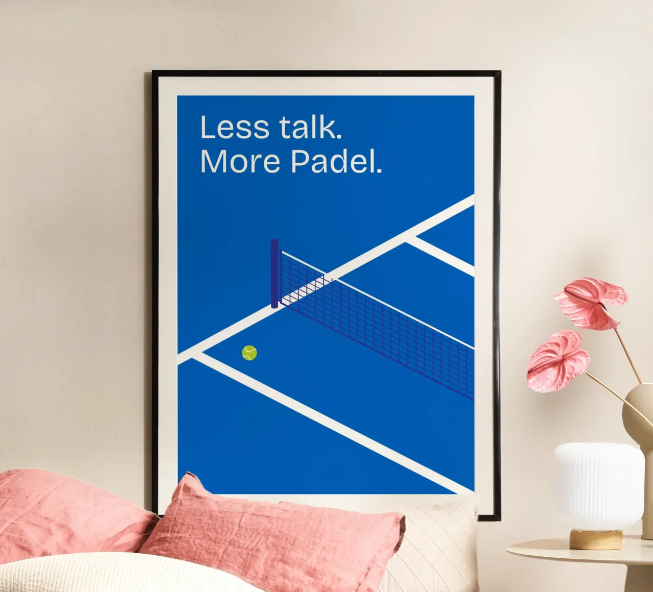 Less talk. More Padel. poster con telaio in plastica da Diesdas Ananas Design