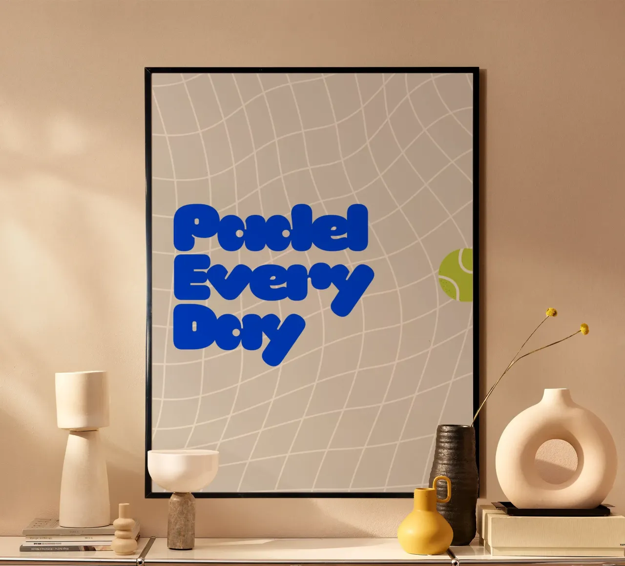 Padel Every Day poster con telaio in legno da Diesdas Ananas Design