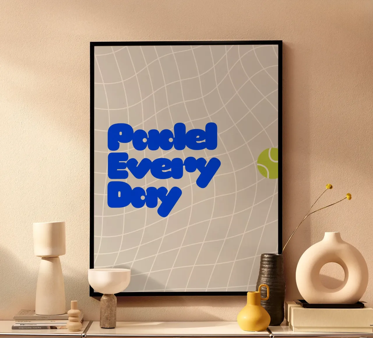Padel Every Day poster con telaio in legno da Diesdas Ananas Design