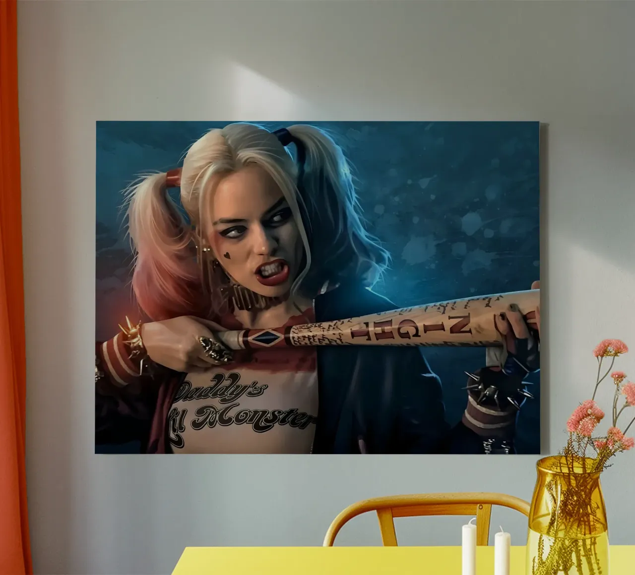 Harley Quinn canvas met Baklijst van Low poly art