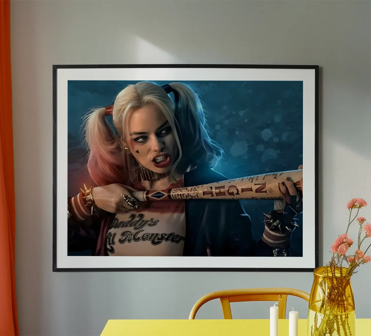 Harley Quinn poster con telaio in plastica da Low poly art