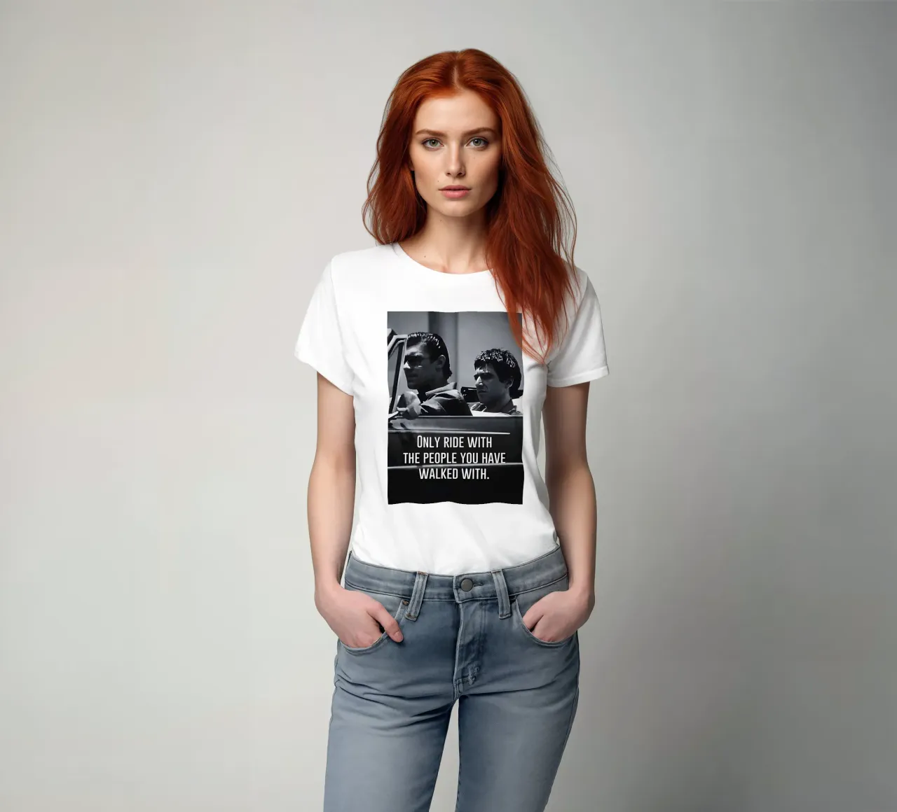 "ONLY RIDE WITH THE PEOPLE YOU HAVE WALKED WITH" t-shirt da Type & Tape