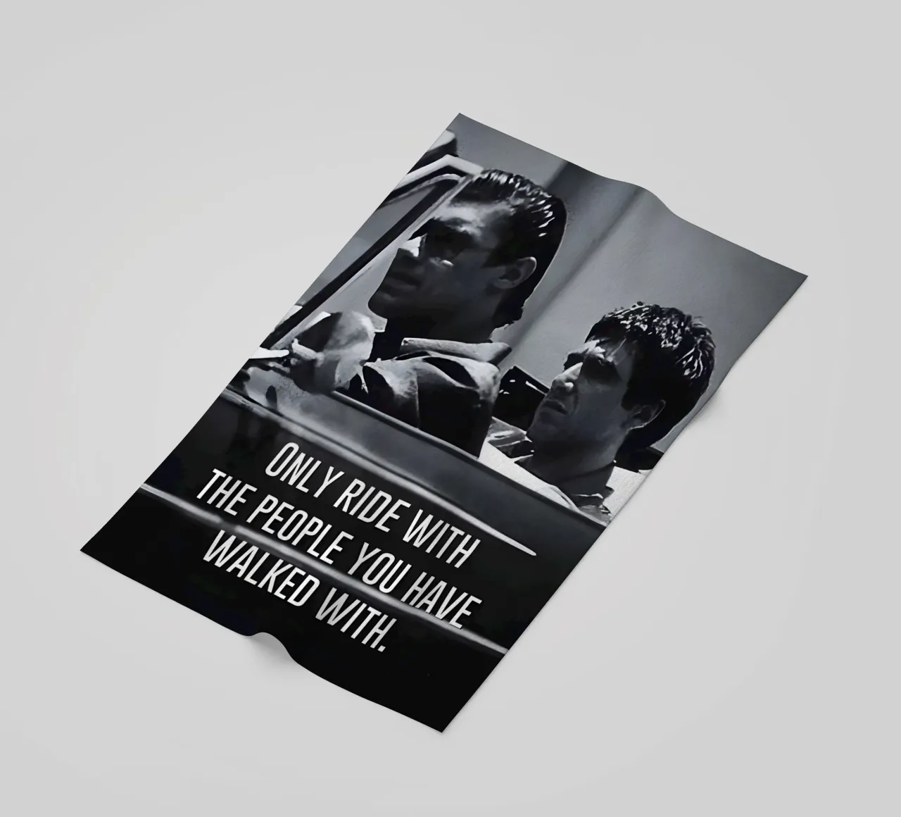 "ONLY RIDE WITH THE PEOPLE YOU HAVE WALKED WITH" telo mare da Type & Tape