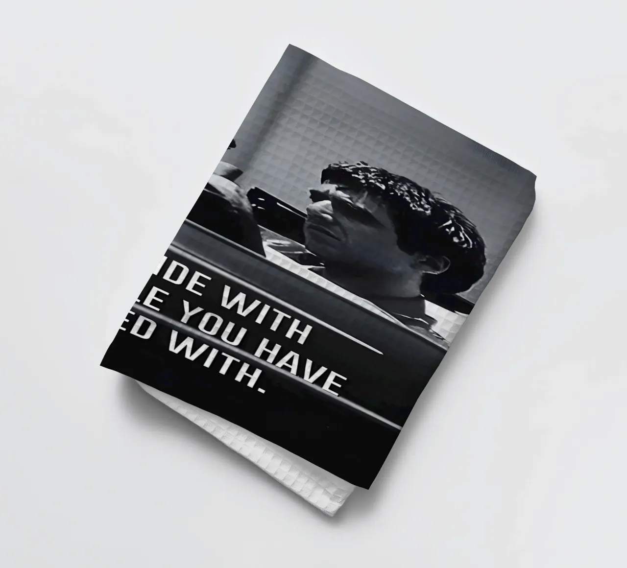 "ONLY RIDE WITH THE PEOPLE YOU HAVE WALKED WITH" canovaccio da cucina da Type & Tape