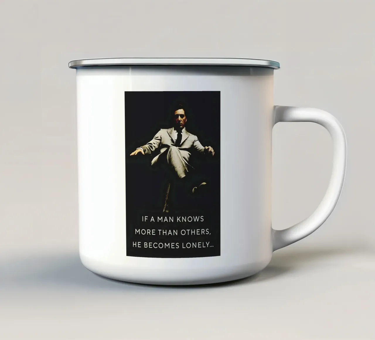 BECOMES LONELY tazza in smalto da Type & Tape