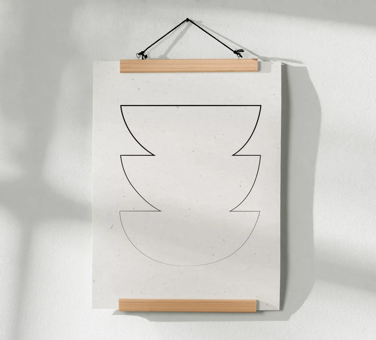 Vaso minimalista Line Art poster con telaio in legno da The Miuus Studio