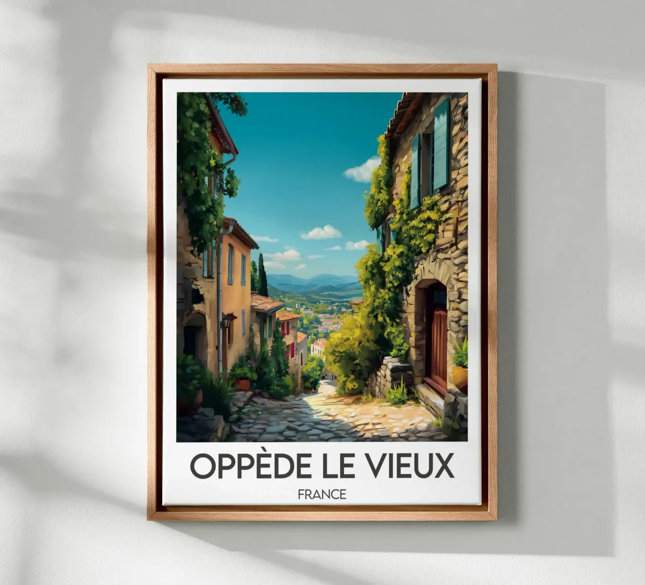 Poster Oppède le Vieux tela con Cornice a cassetta da Frame the World
