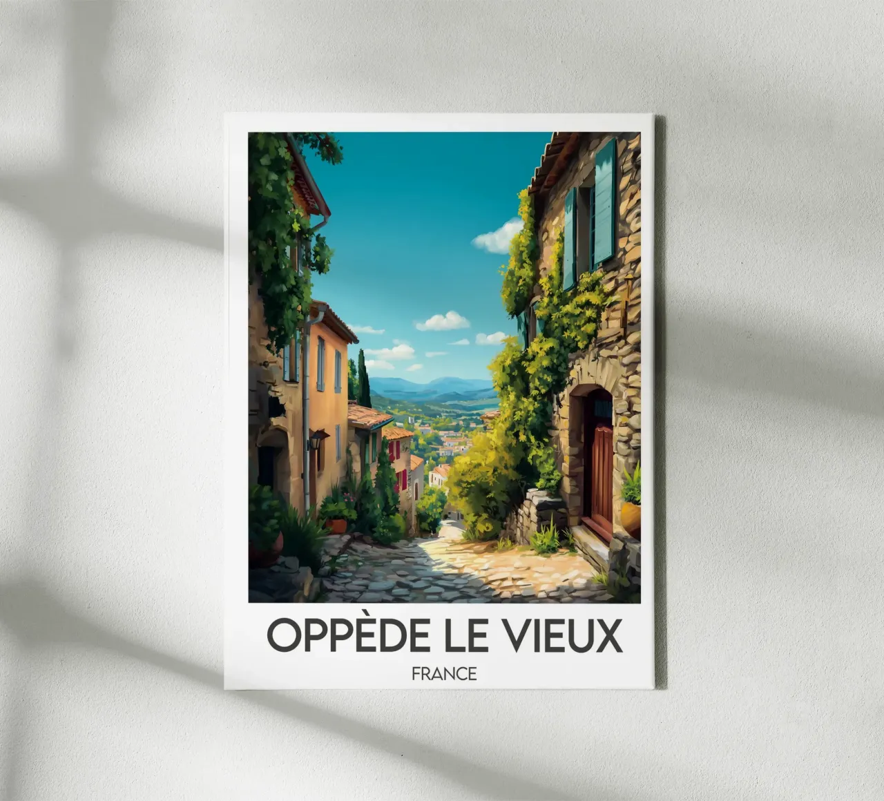 Poster Oppède le Vieux tela con Cornice a cassetta da Frame the World