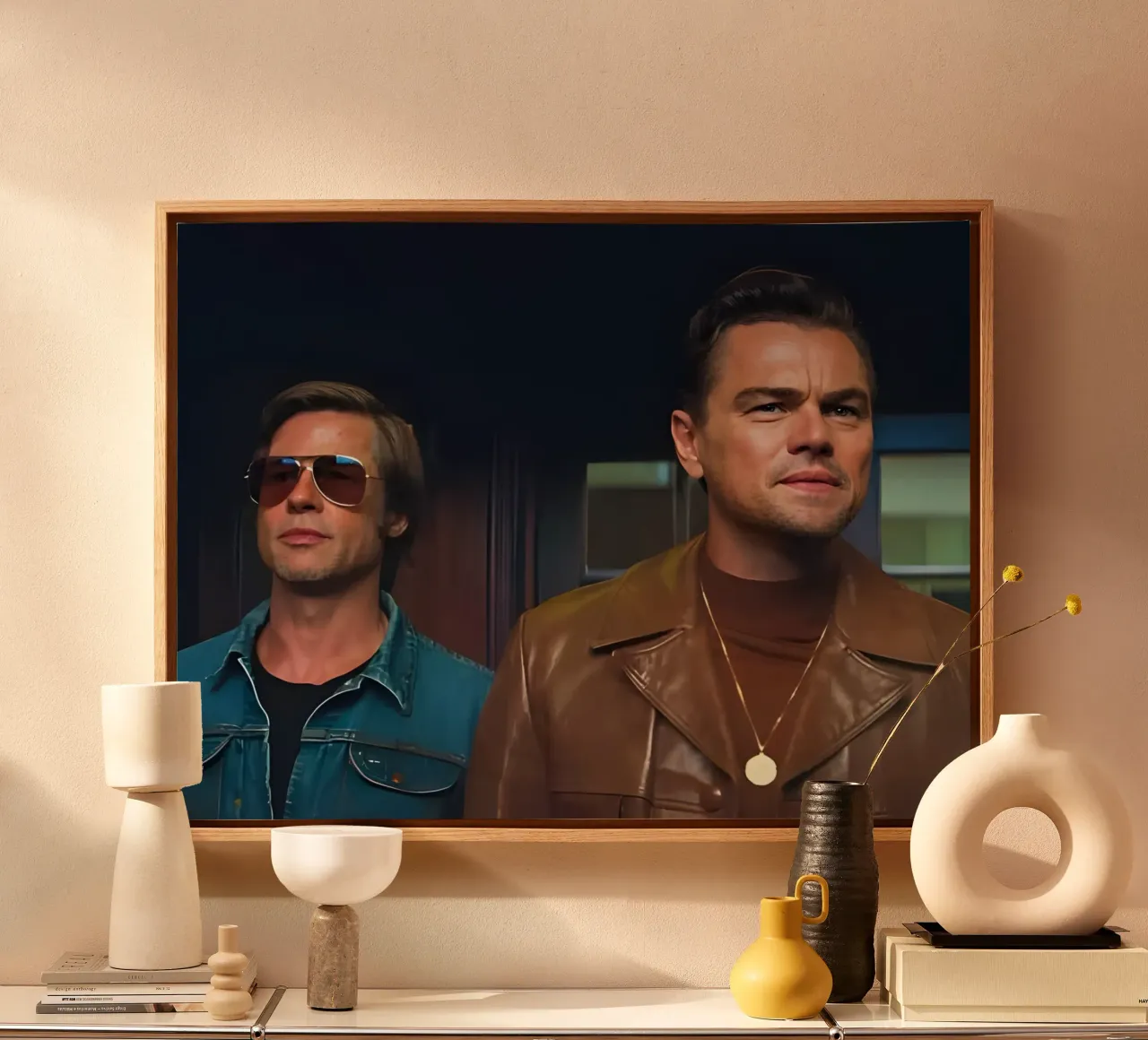 Cliff &  Rick Dalton tela con Cornice a cassetta da Low poly art