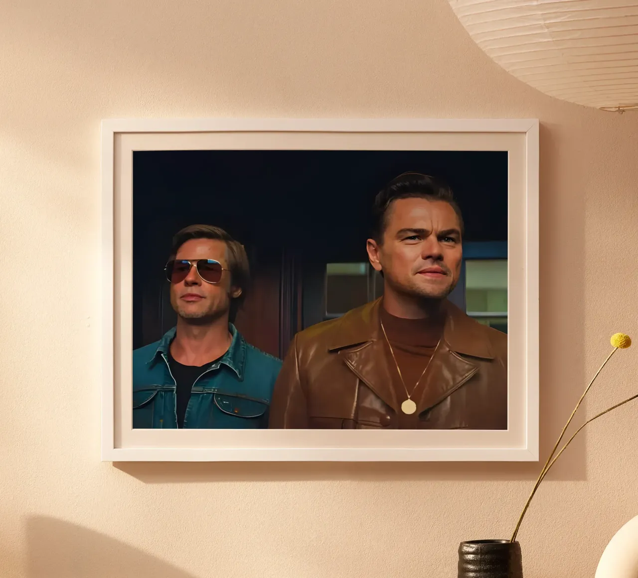 Cliff &  Rick Dalton poster con telaio in alluminio da Low poly art