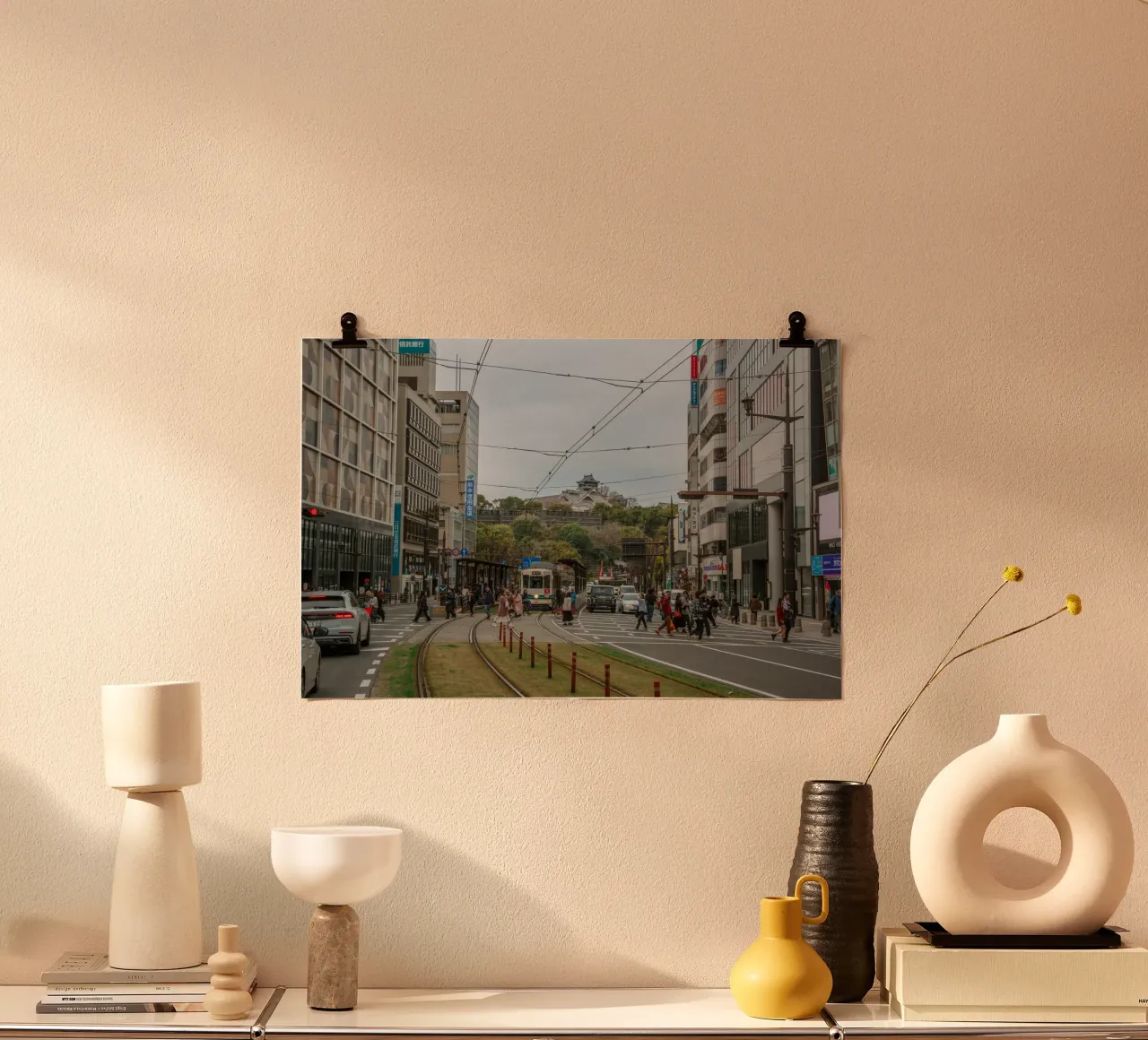 Castello di Kumamoto, Giappone poster con telaio in legno da Marcel Bisig