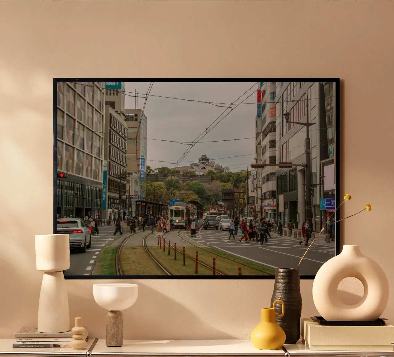 Castello di Kumamoto, Giappone poster con telaio in legno da Marcel Bisig