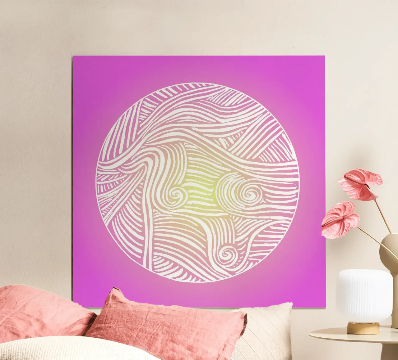 Radiant Papercut - pink Pop Art poster con telaio in legno da PaperLine Art