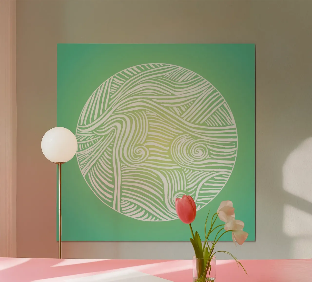 Radiant Papercut - Green yellow poster con telaio in legno da PaperLine Art
