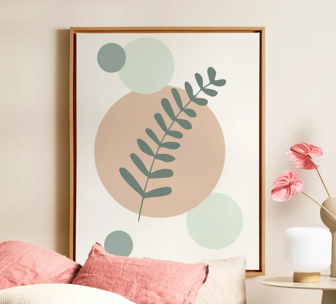 Ethereal Leaf Geometry tela con Cornice a cassetta da vintageshop