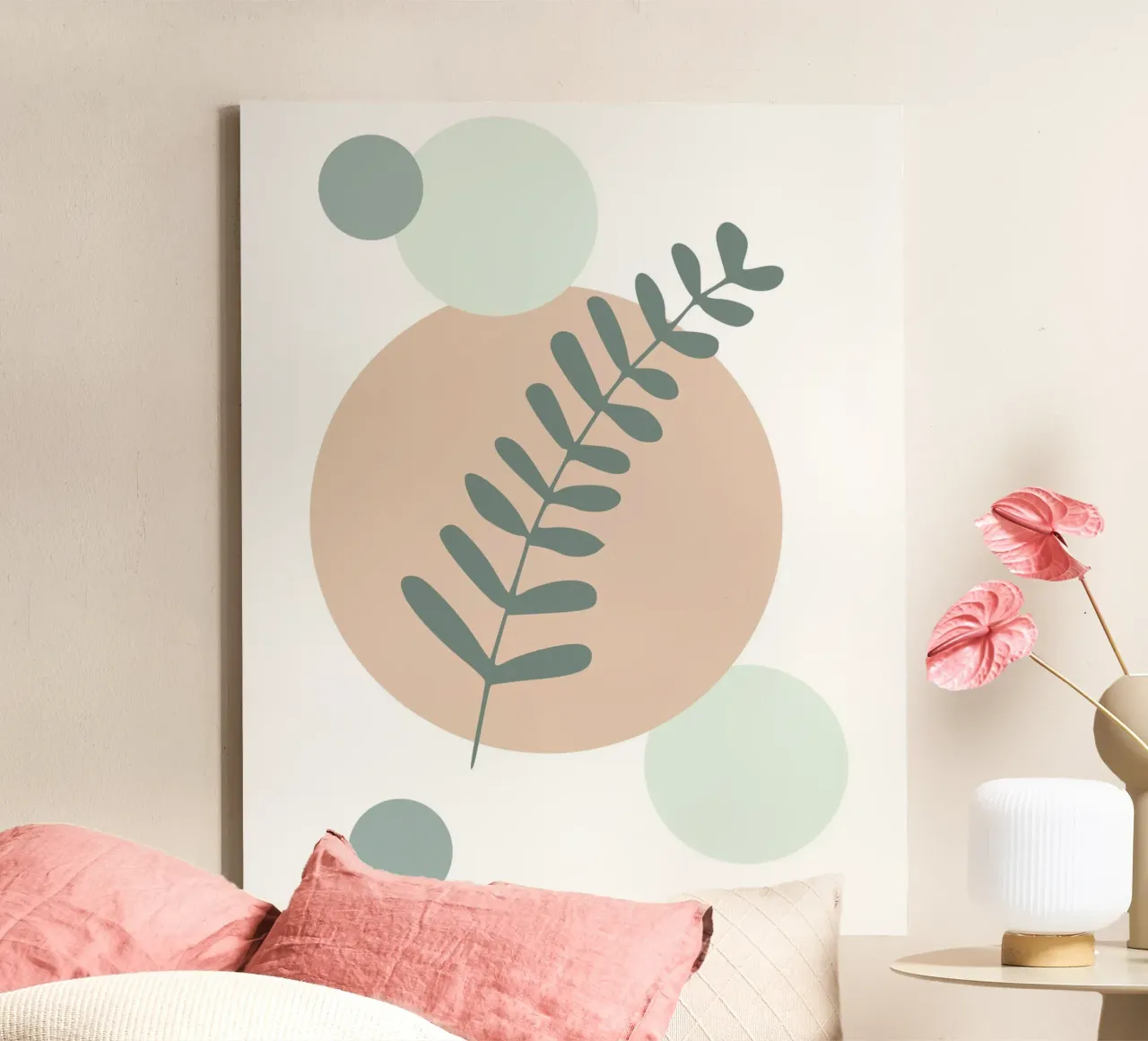 Ethereal Leaf Geometry tela con Cornice a cassetta da vintageshop