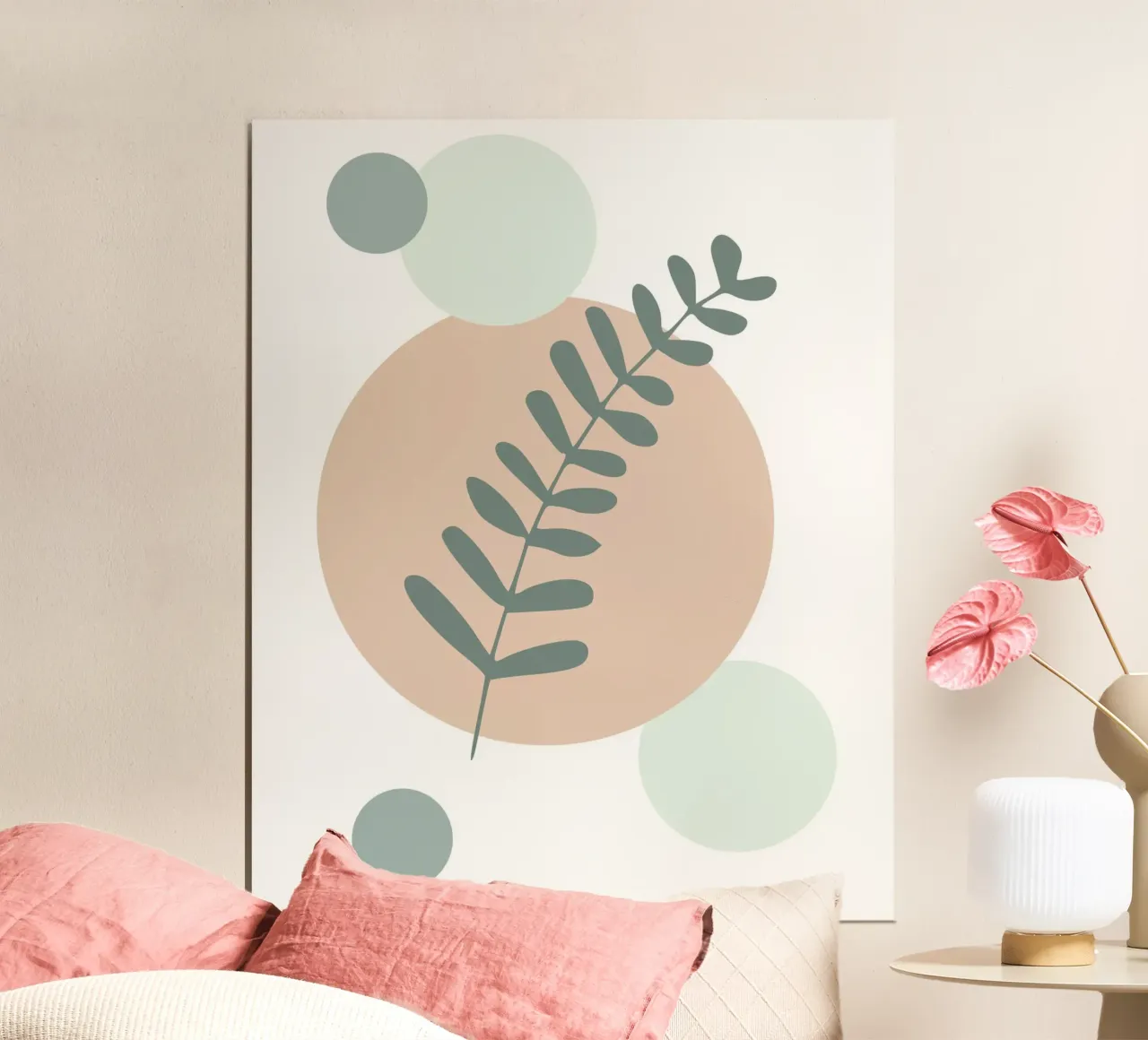 Ethereal Leaf Geometry poster con telaio in legno da vintageshop