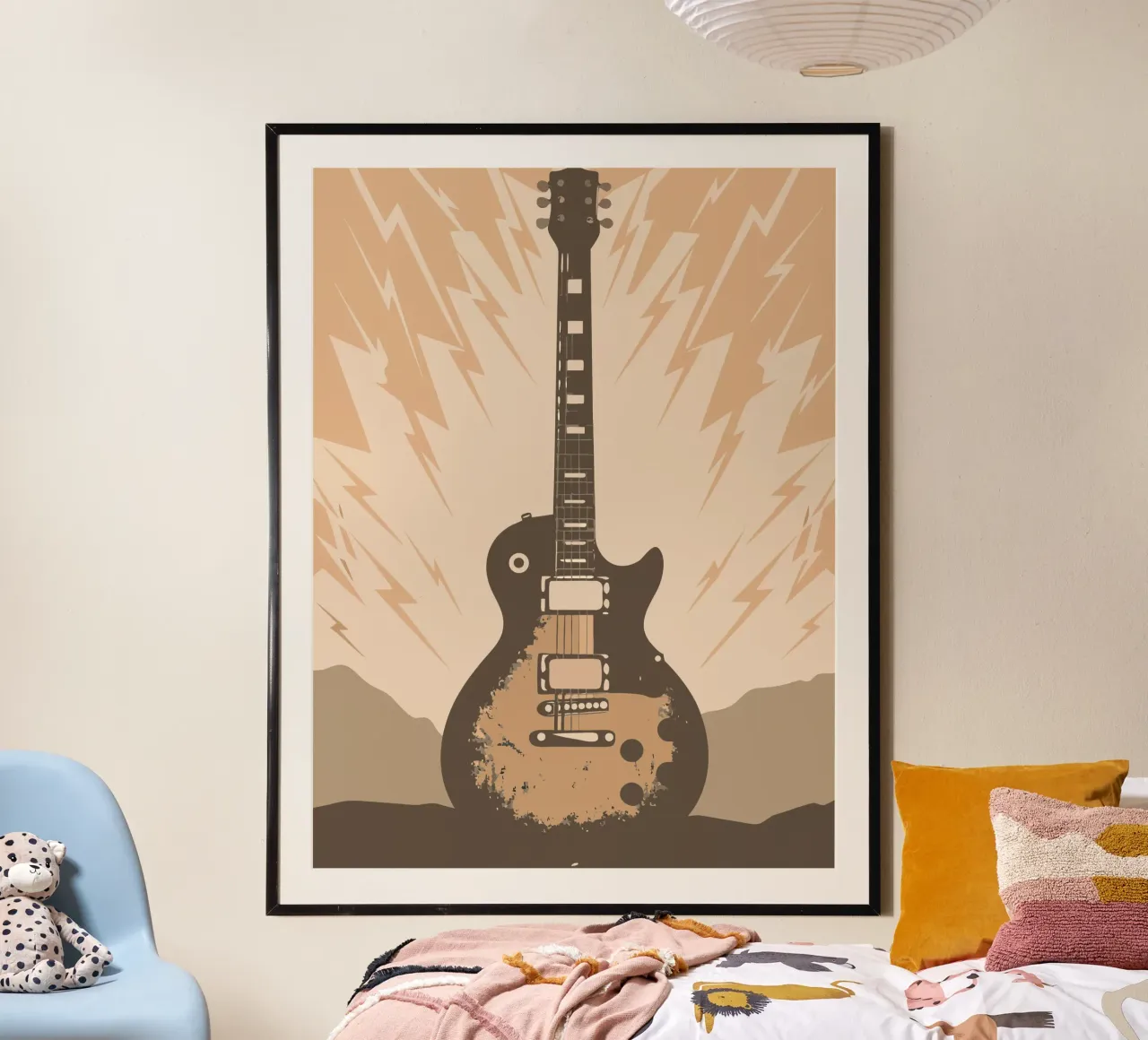 Chitarra rock poster con telaio in legno da MUSIC EDITION