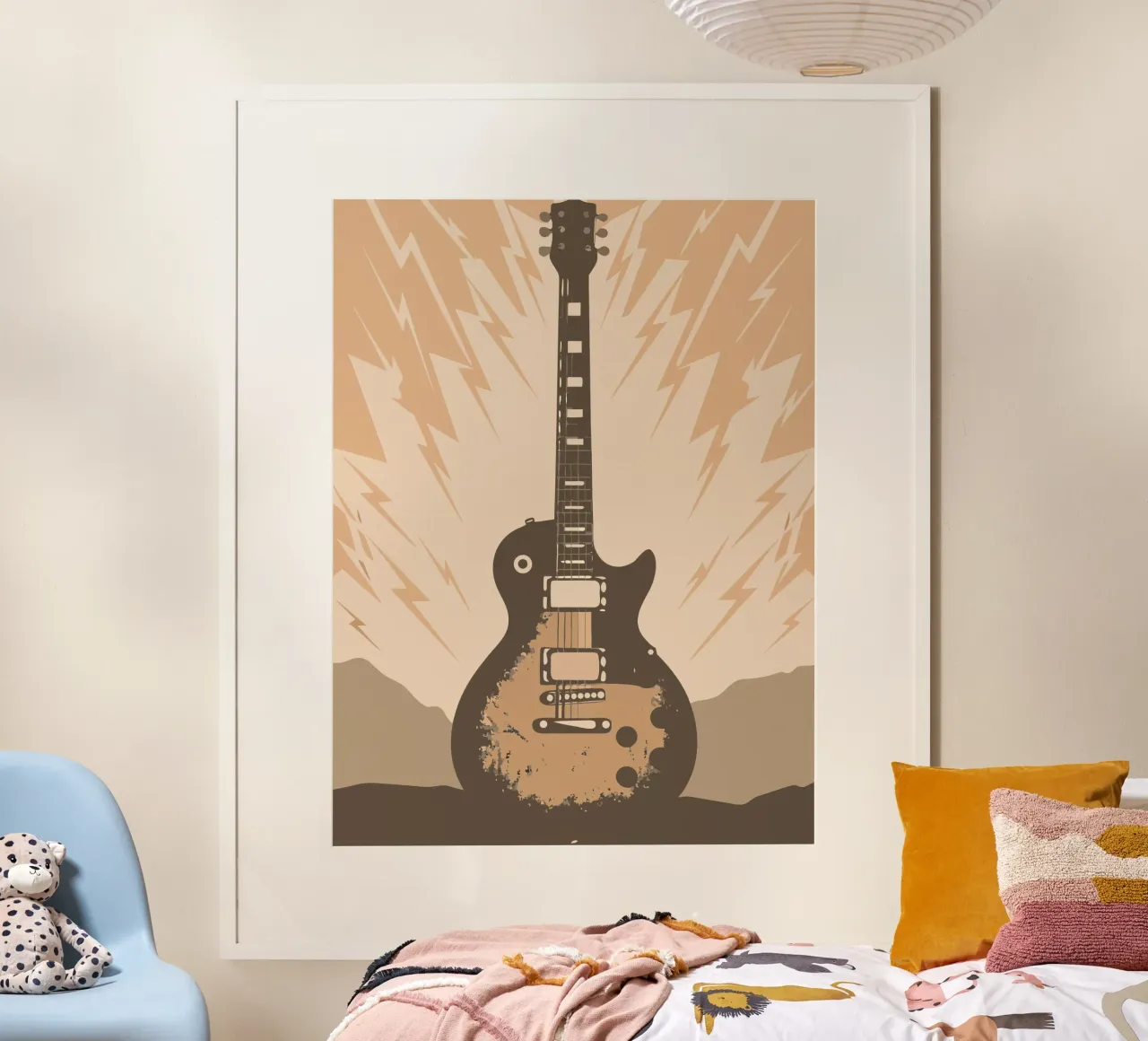 Chitarra rock poster con telaio in legno da MUSIC EDITION