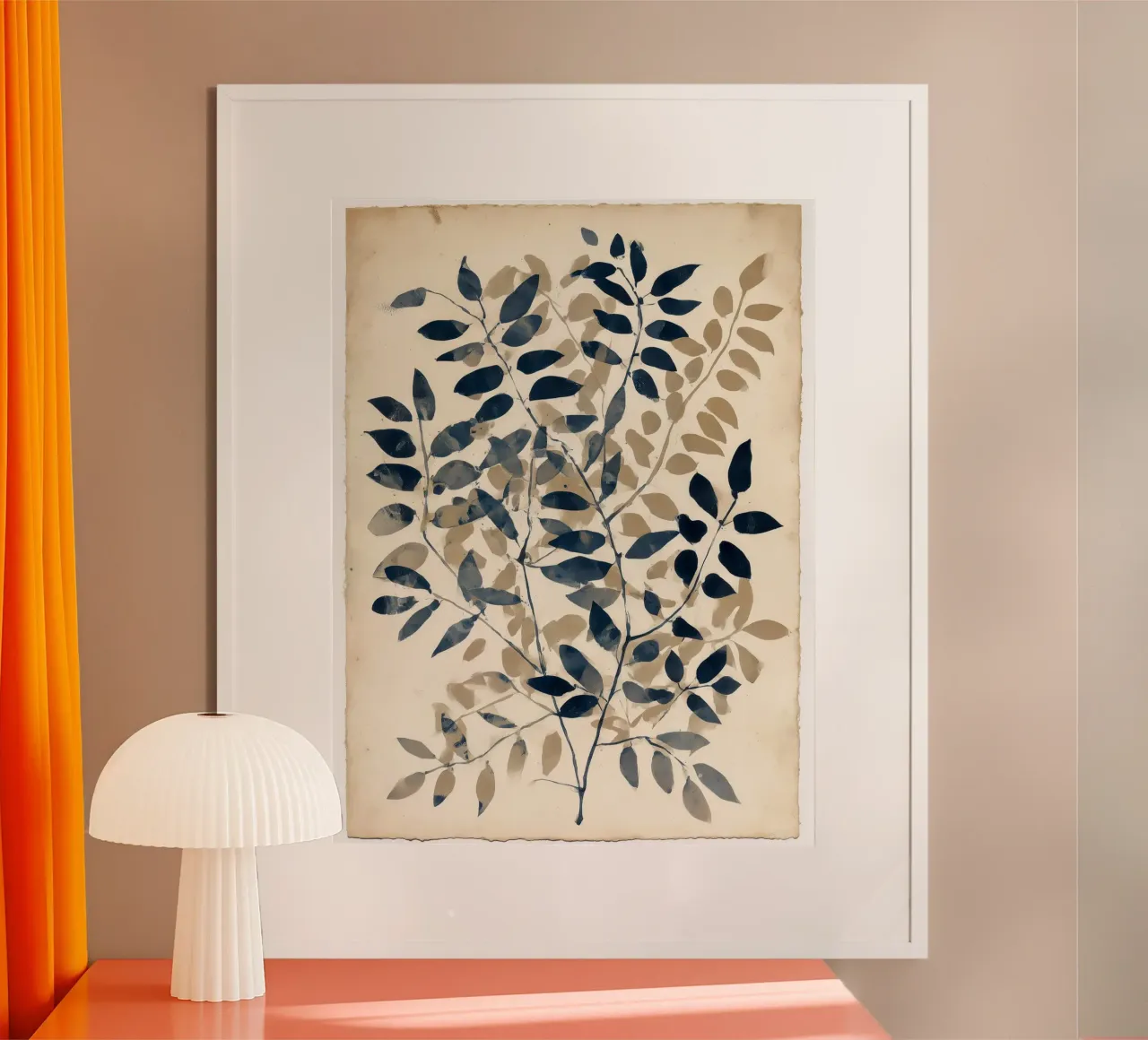 Indigo Branches poster con telaio in alluminio da Seed & Signal