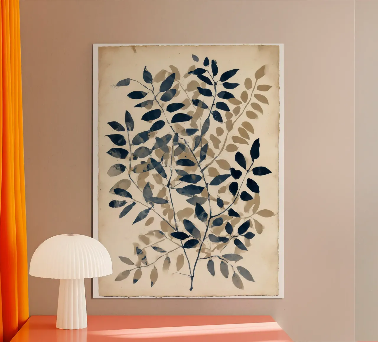 Indigo Branches poster con telaio in alluminio da Seed & Signal
