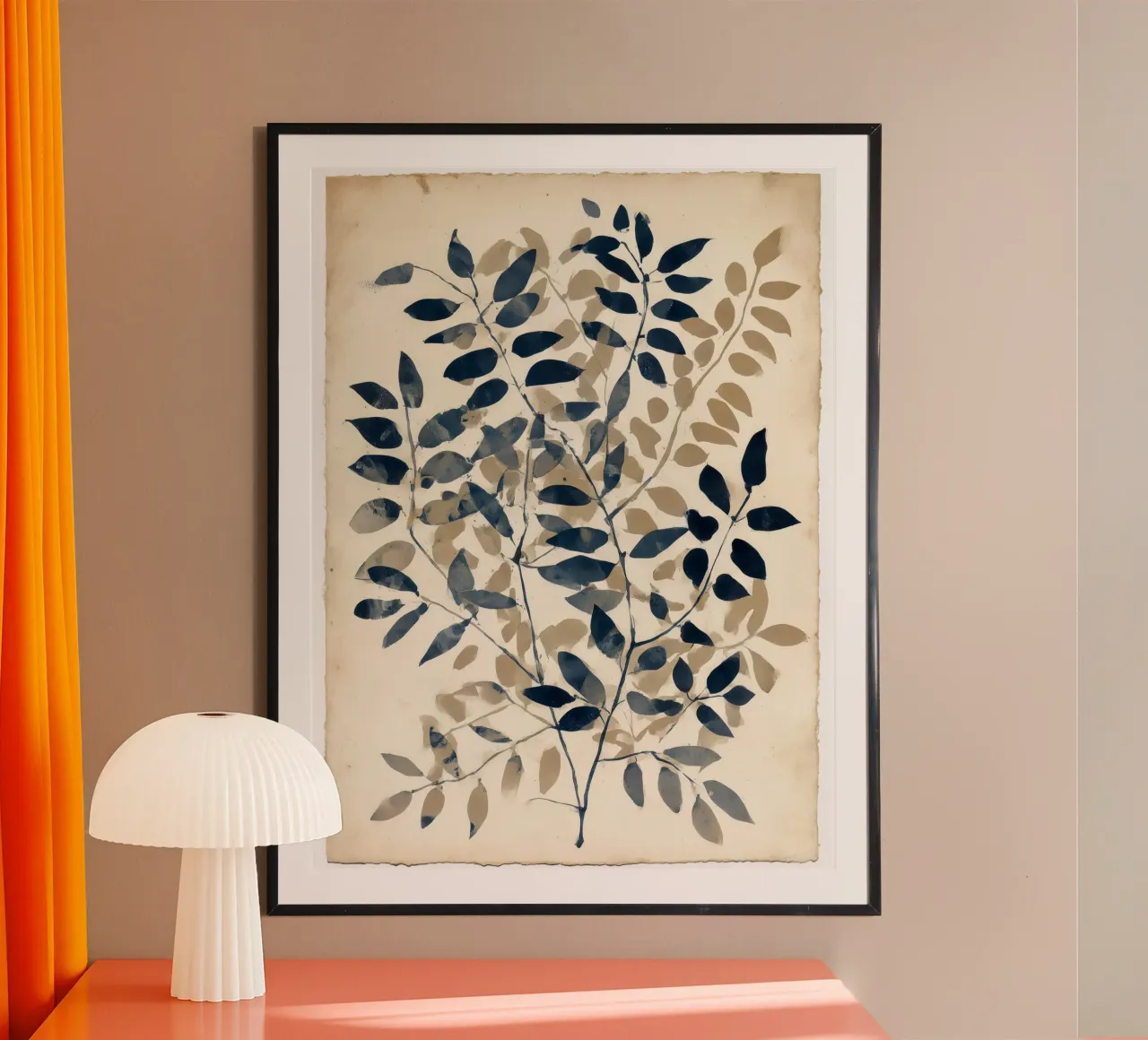 Indigo Branches poster con telaio in alluminio da Seed & Signal