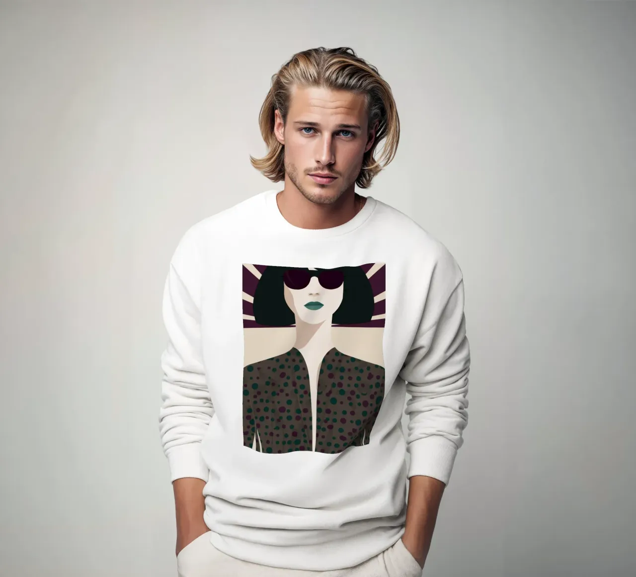 Chic Shadowed Gaze sweatshirt by Lyra Glaze