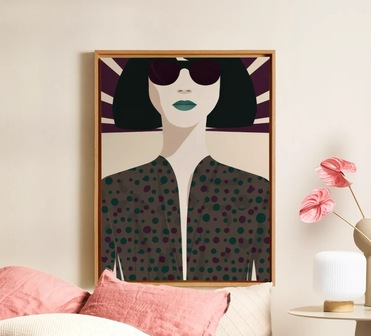 Chic Shadowed Gaze canvas with Floater frame by Lyra Glaze