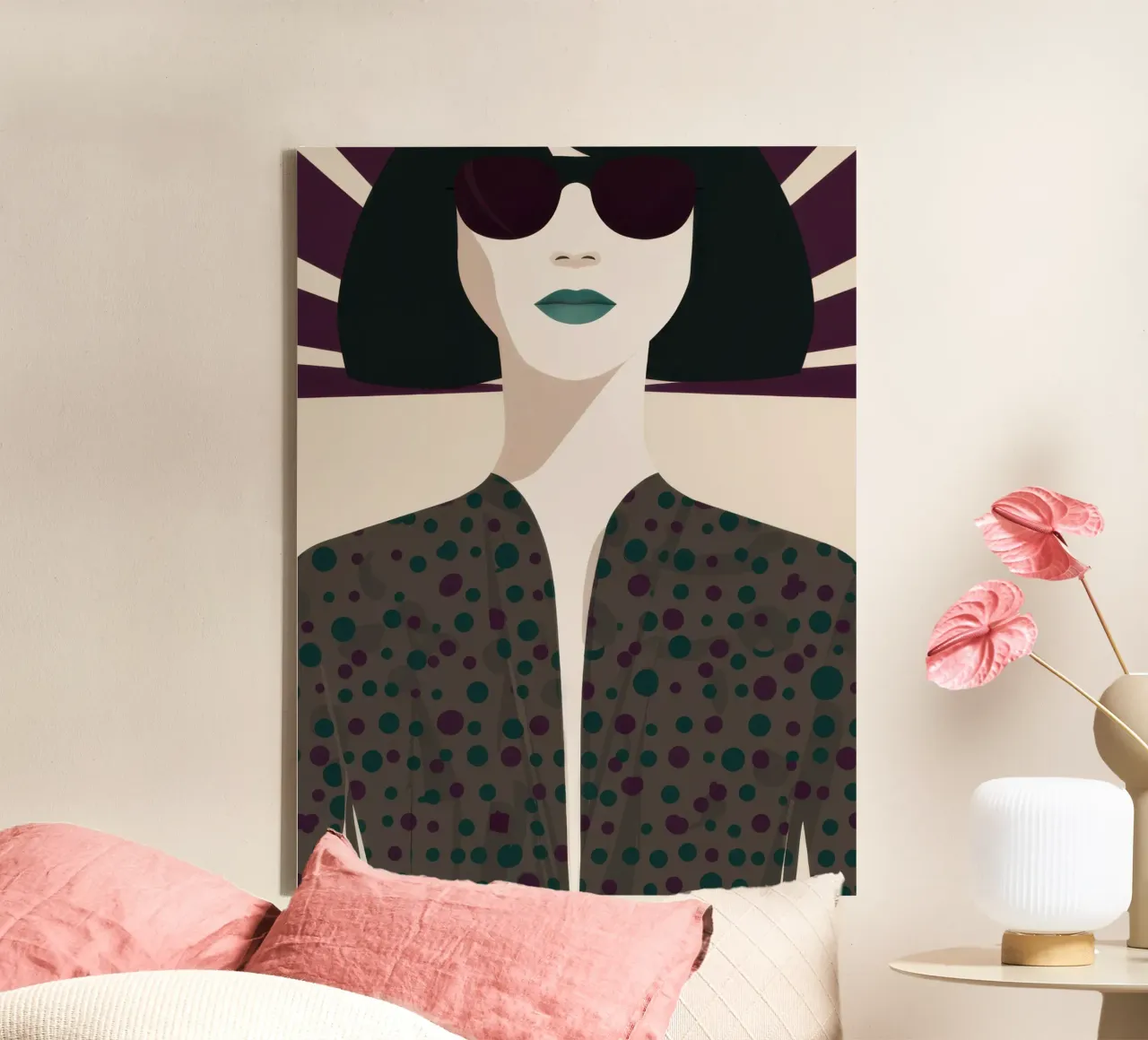 Chic Shadowed Gaze canvas with Floater frame by Lyra Glaze