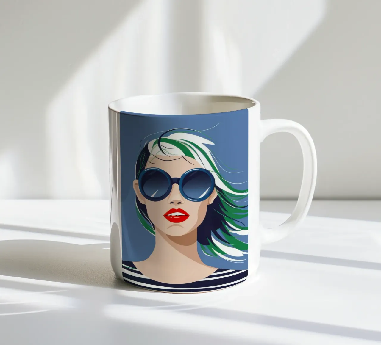 Libertà a strisce spazzate dal vento tazza in ceramica da Lyra Glaze