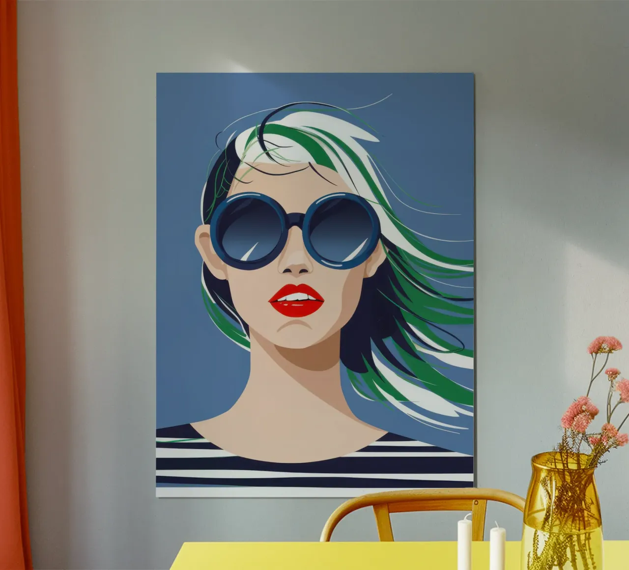 Libertà a strisce spazzate dal vento poster con telaio in plastica da Lyra Glaze