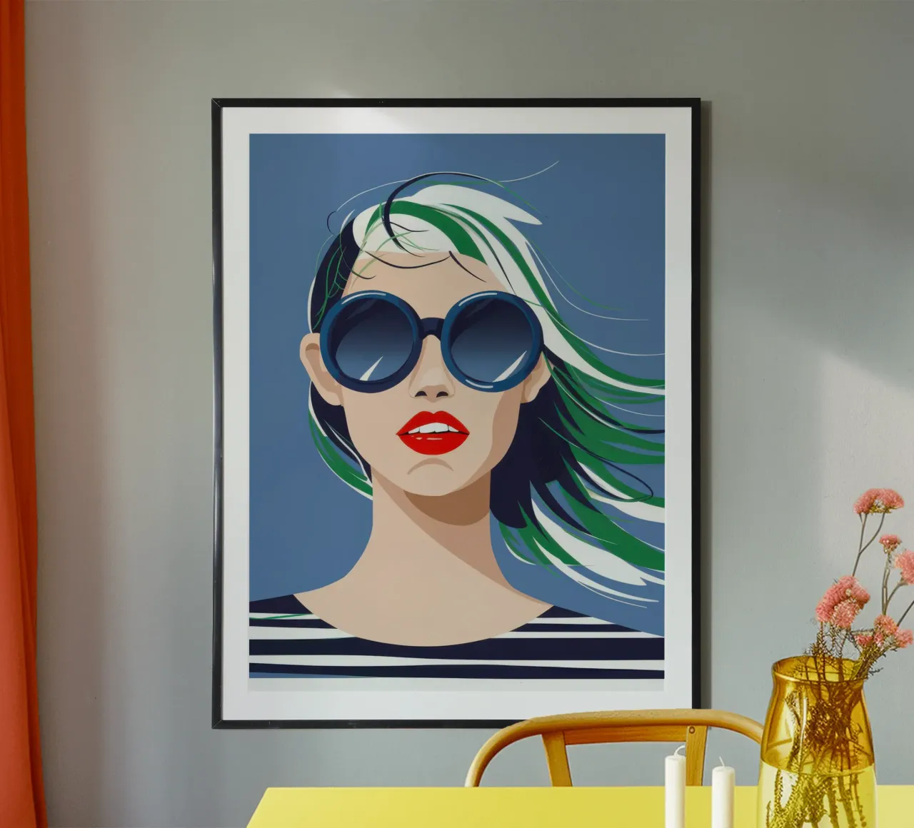 Libertà a strisce spazzate dal vento poster con telaio in plastica da Lyra Glaze