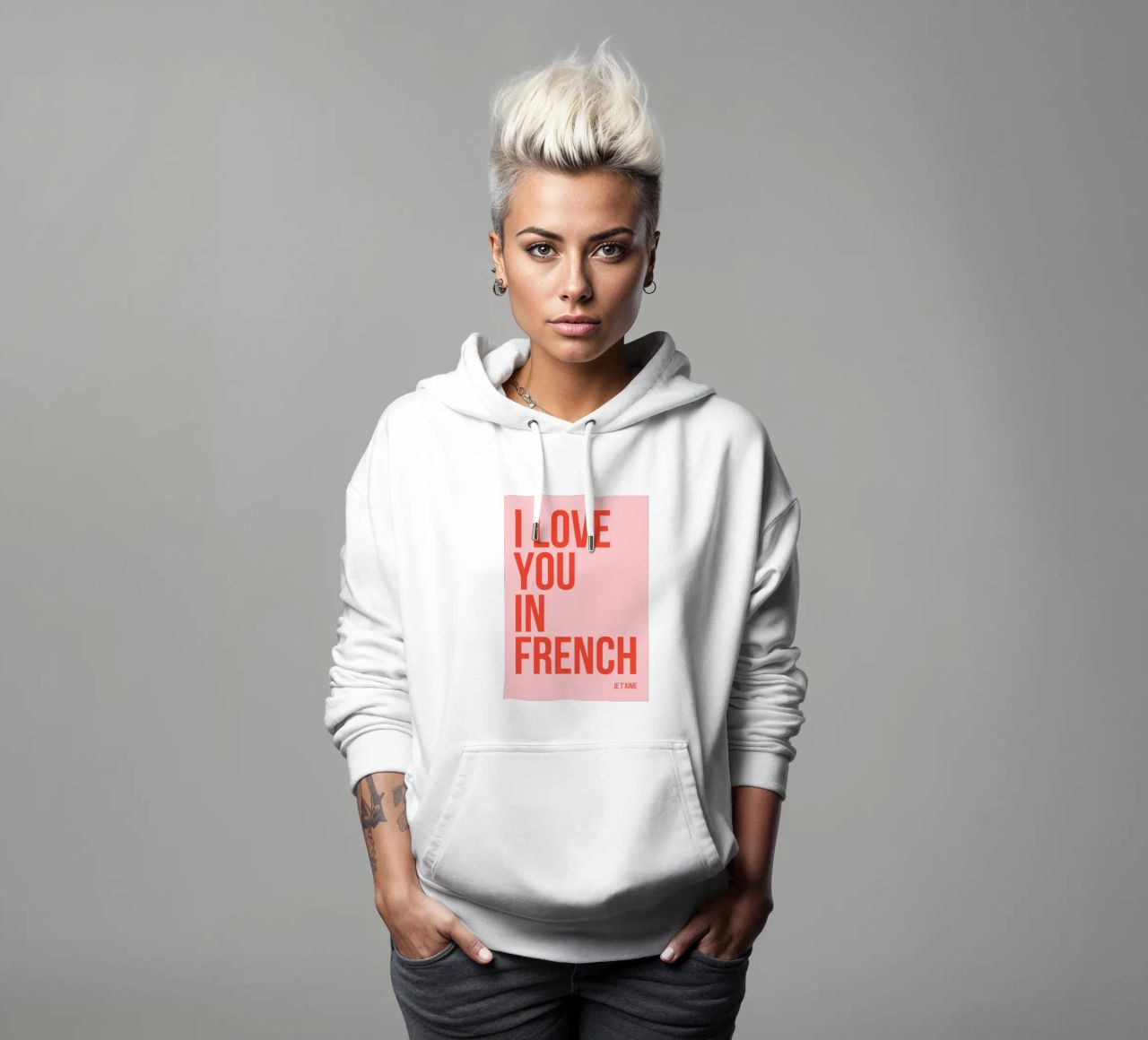 Ti amo in francese felpa con cappuccio da fltmfrance