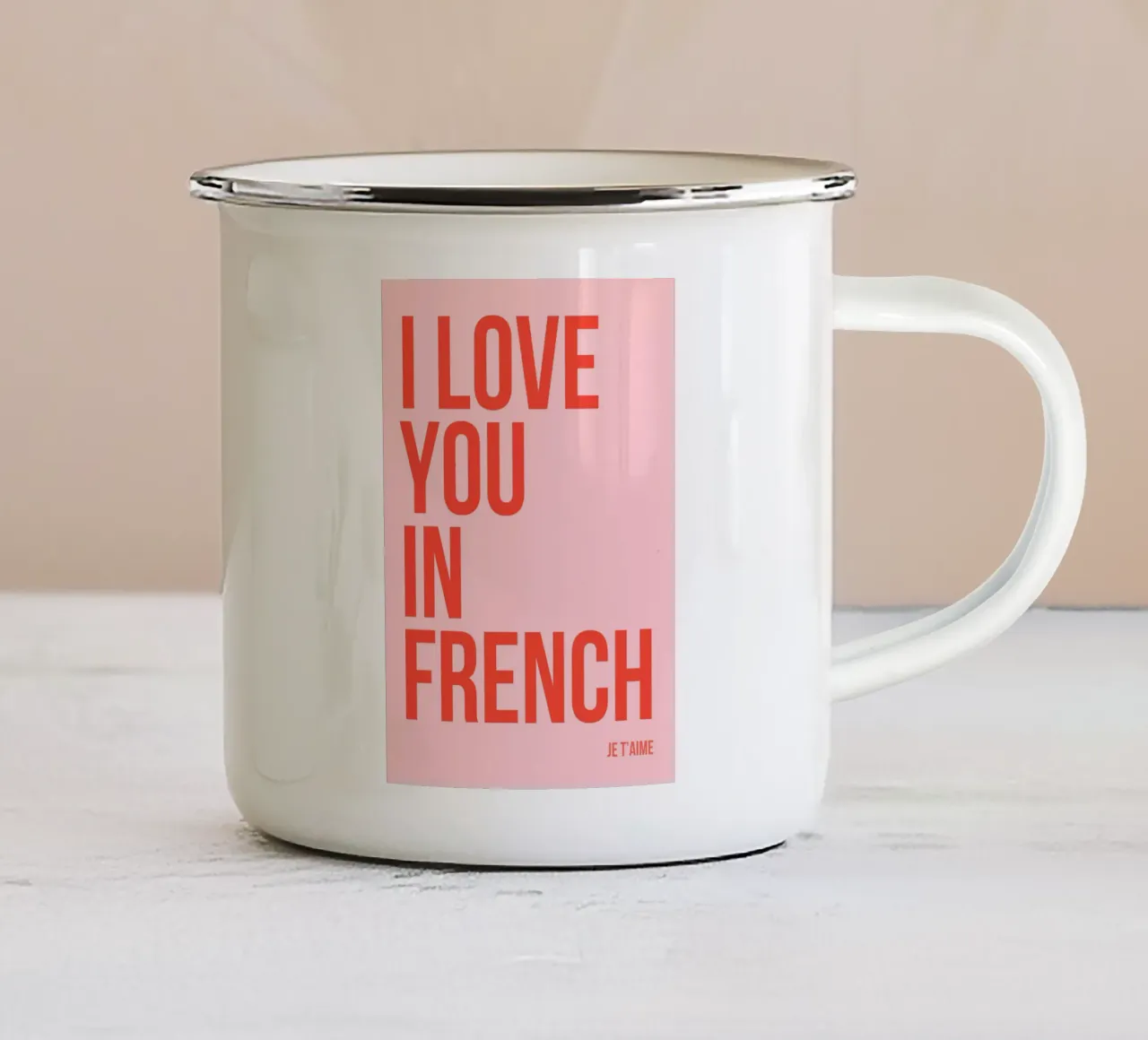Te quiero en francés taza de esmalte de fltmfrance