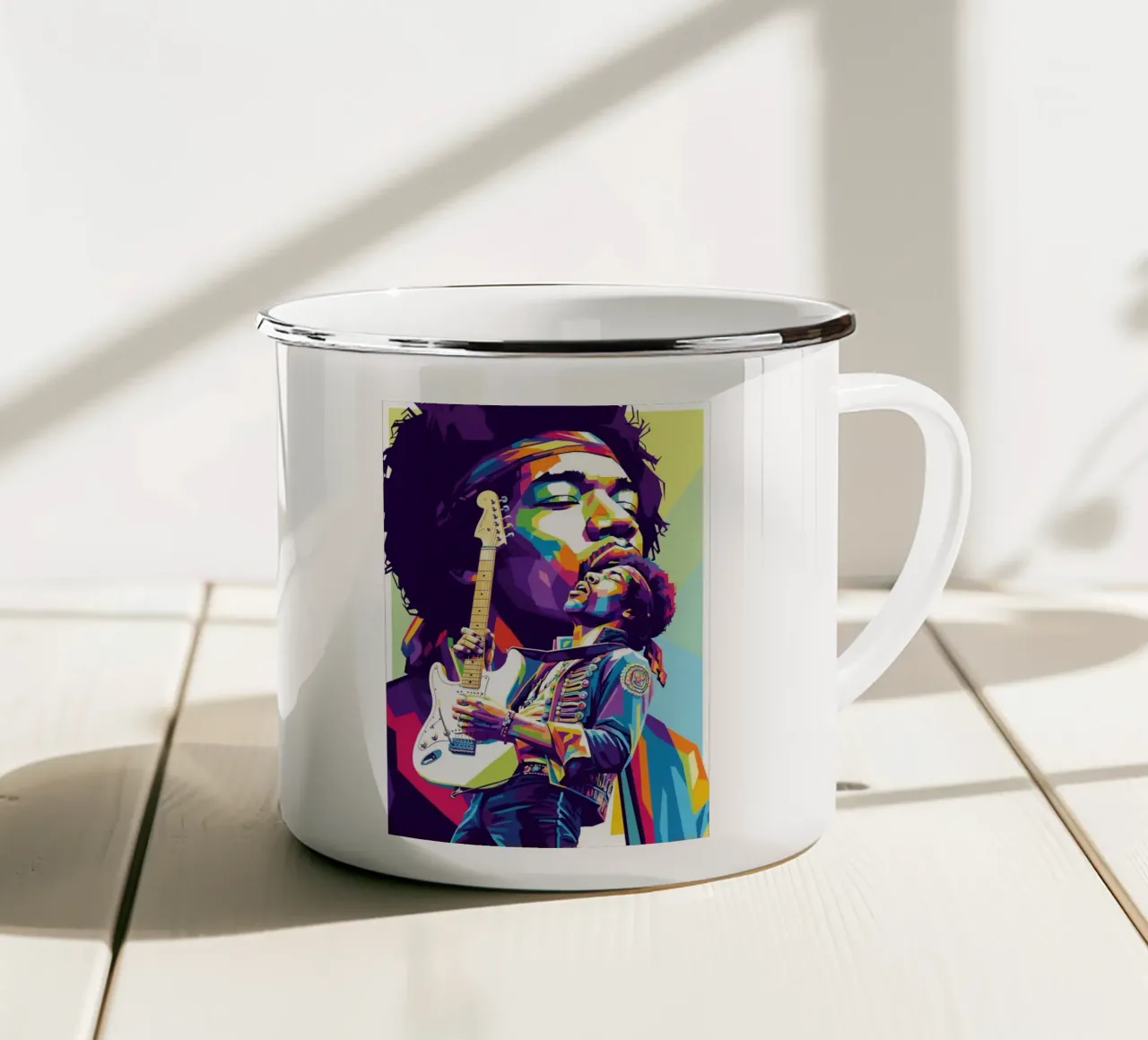Ritratto pop art di Jimi Hendrix #1 tazza in smalto da Hantamrata