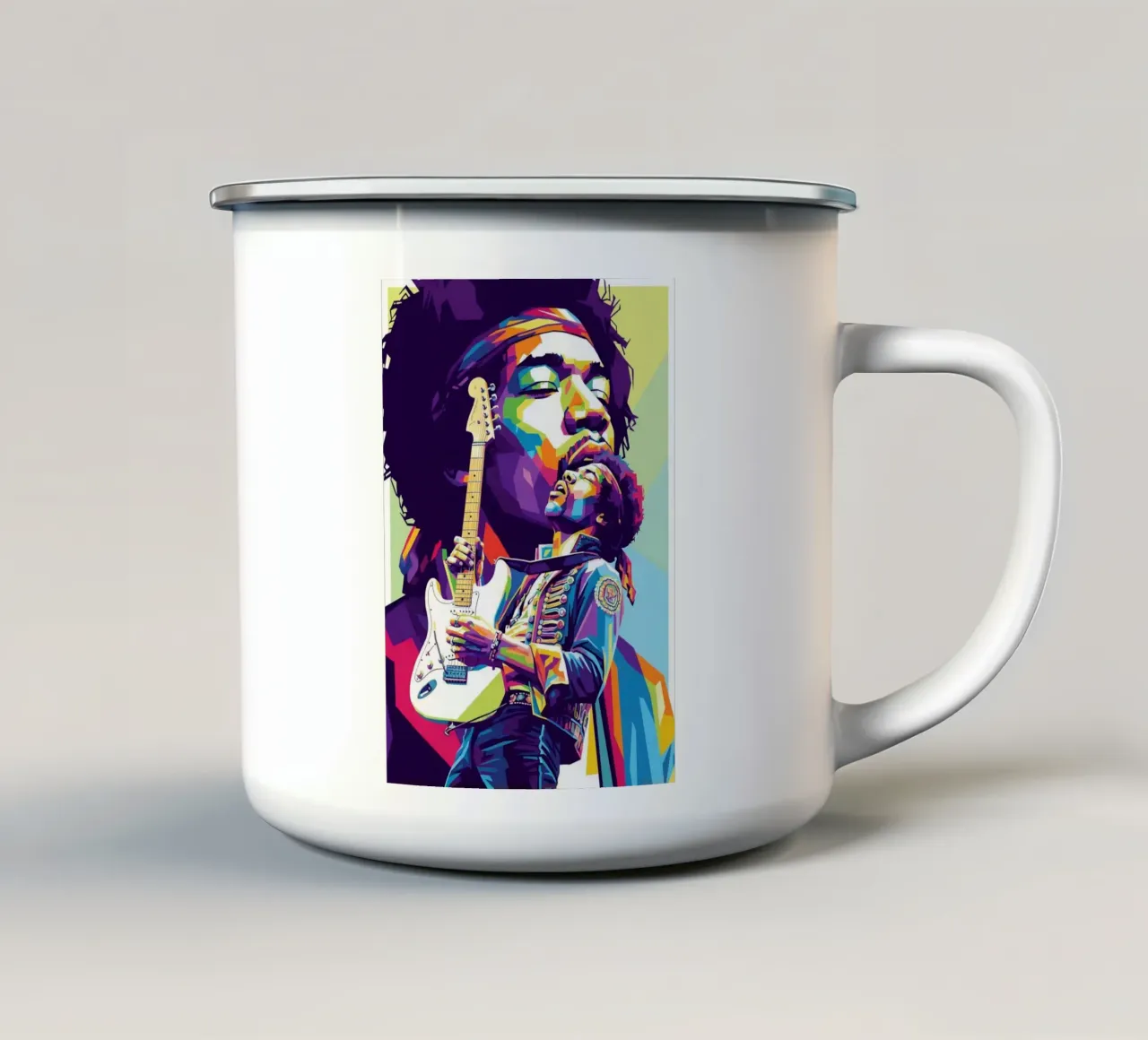 Ritratto pop art di Jimi Hendrix #1 tazza in smalto da Hantamrata