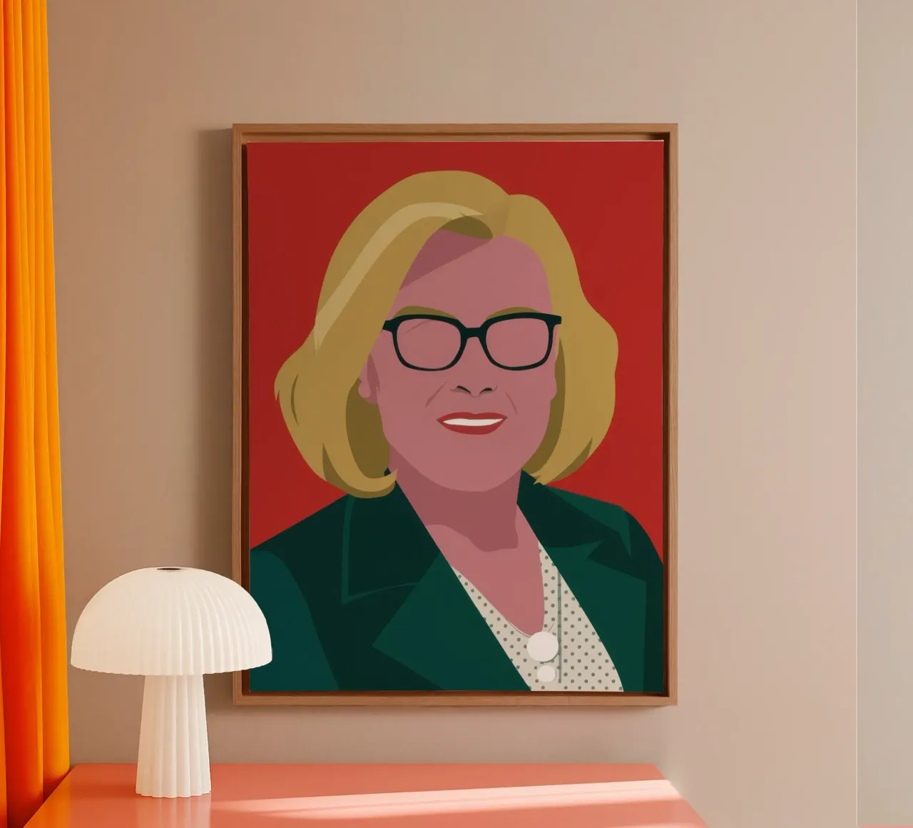 Zelfverzekerd karmozijnrood portret canvas met Baklijst van Lyra Glaze