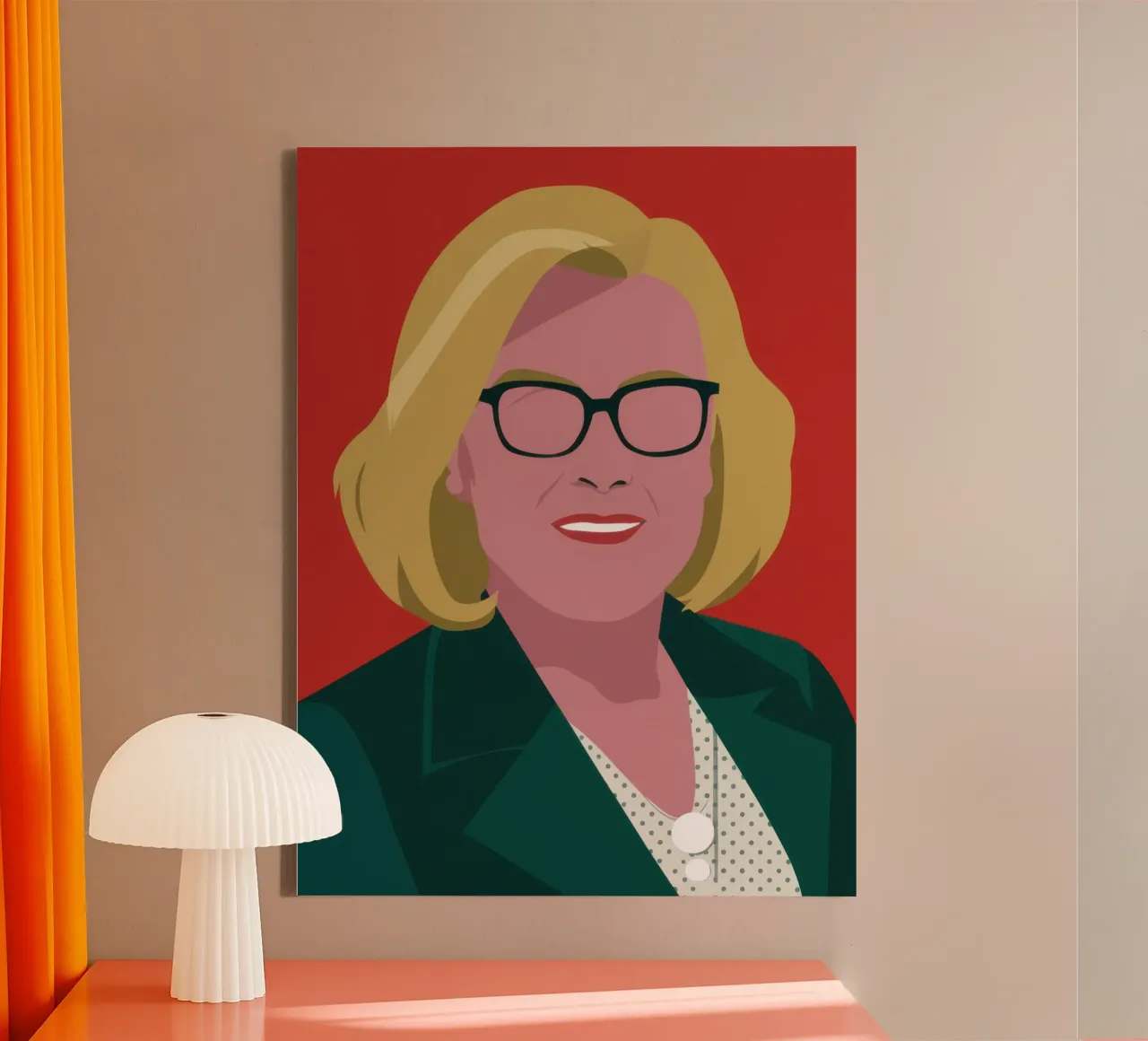 Zelfverzekerd karmozijnrood portret canvas met Baklijst van Lyra Glaze