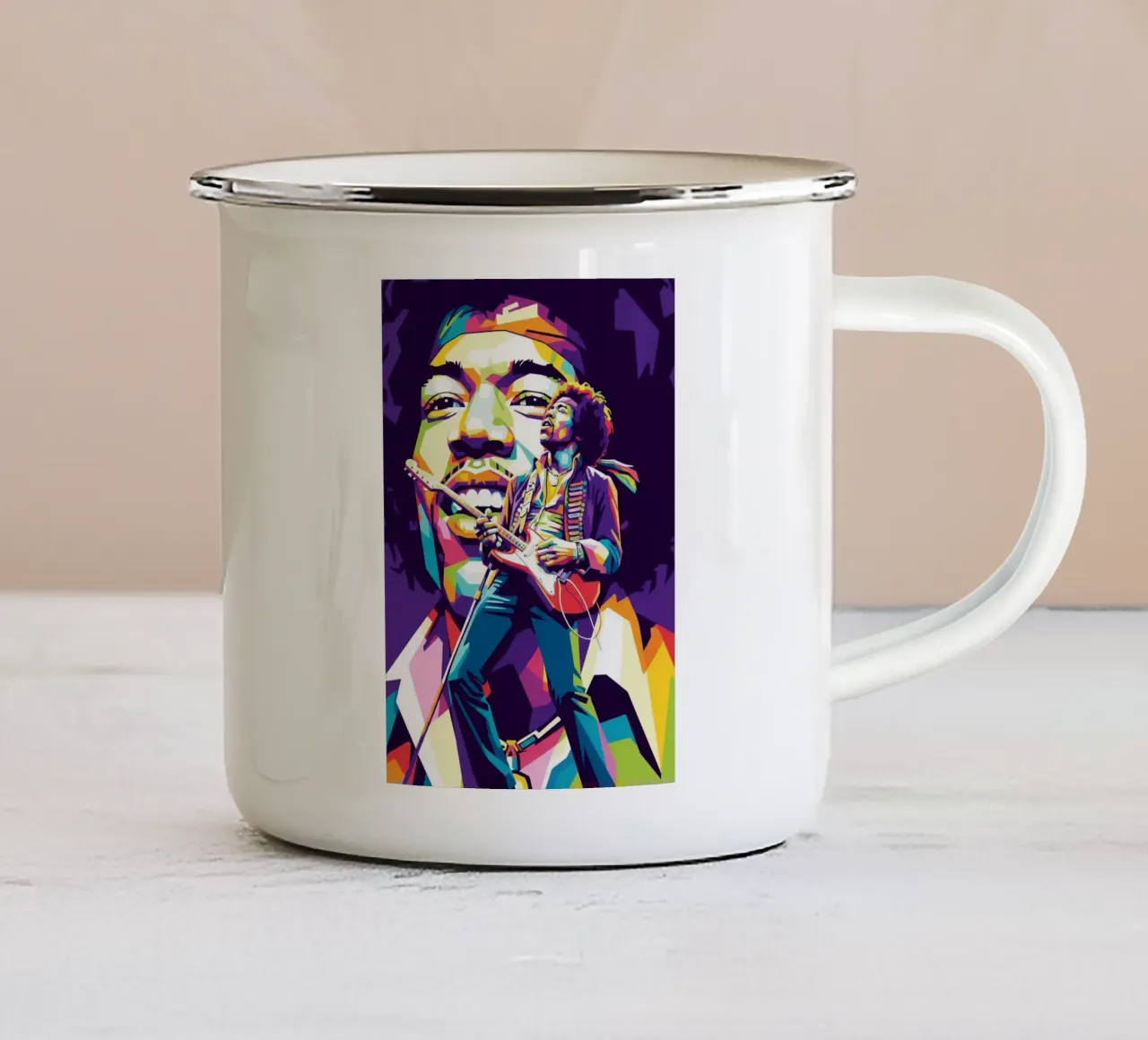 Ritratto pop art di Jimi Hendrix #2 tazza in smalto da Hantamrata