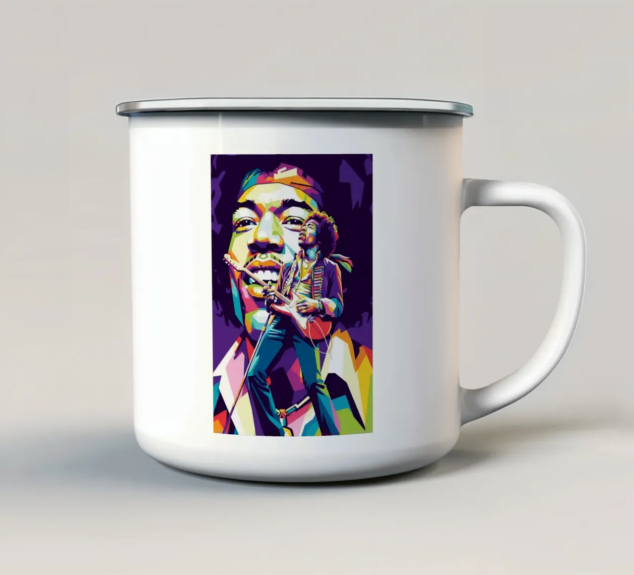 Ritratto pop art di Jimi Hendrix #2 tazza in smalto da Hantamrata