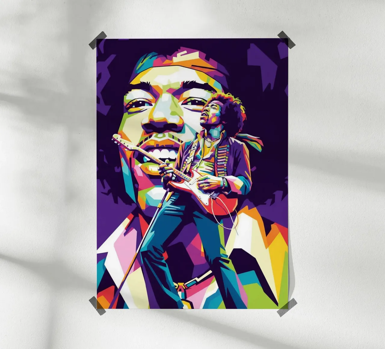 Ritratto pop art di Jimi Hendrix #2 poster con telaio in alluminio da Hantamrata