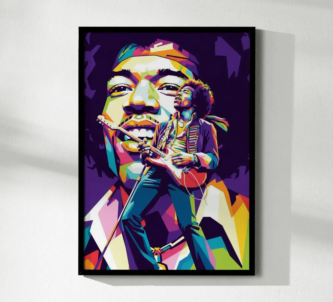 Ritratto pop art di Jimi Hendrix #2 poster con telaio in alluminio da Hantamrata