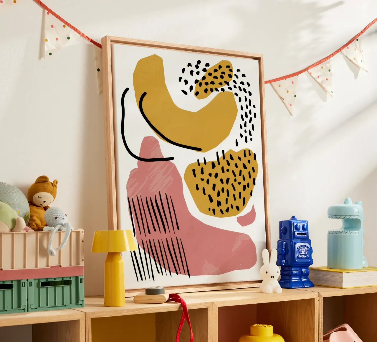 Abstracte vorm dans canvas met Baklijst van Lyra Glaze