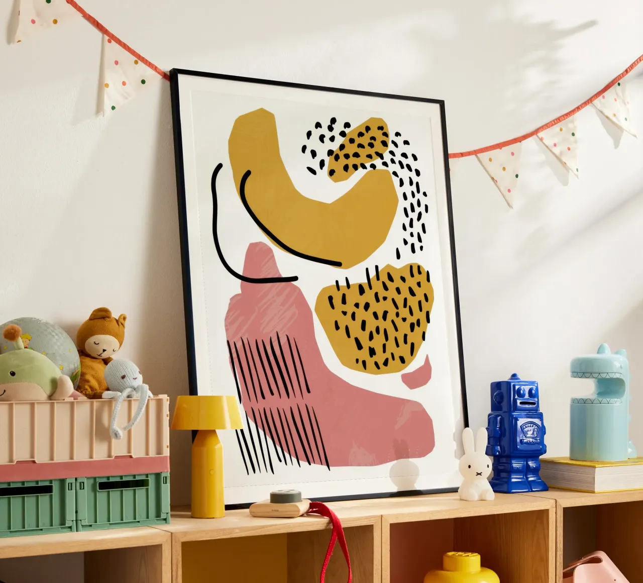 Abstrakter Formtanz Poster mit Kunststoffrahmen von Lyra Glaze