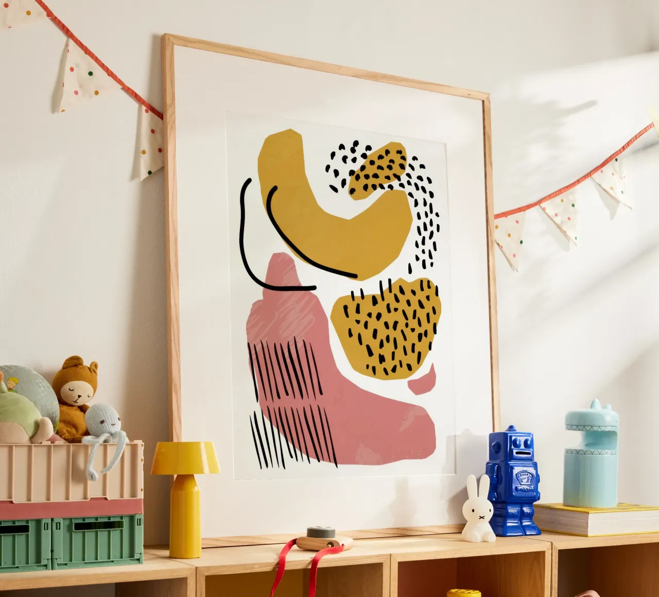 Abstrakter Formtanz Poster mit Kunststoffrahmen von Lyra Glaze